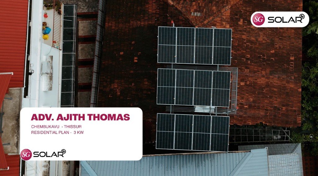 3 KW residential solar at Adv. Ajith Thomas home, Chembukavu Thrissur