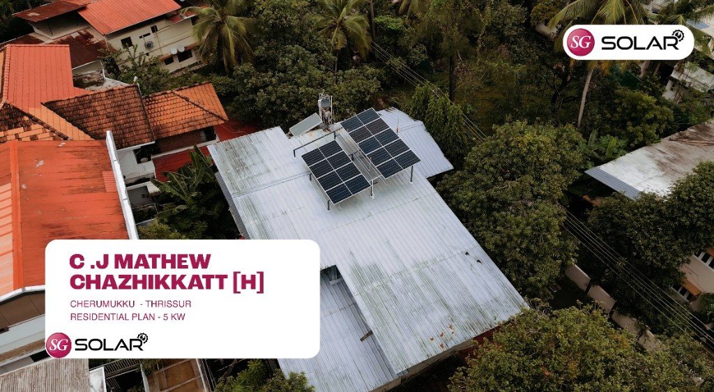 5 KW residential solar at C.J Mathew Chazhikkatt home, Cherumukku Thrissur