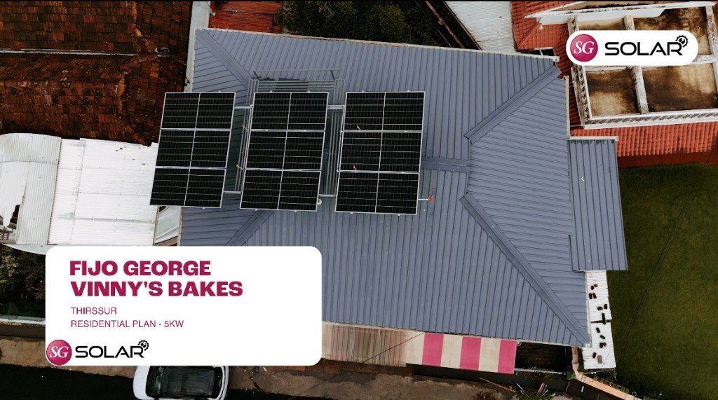 5 KW residential solar at Vinny's Bakes, Thrissur